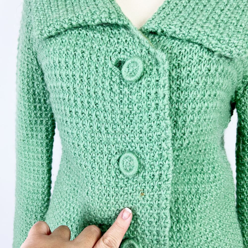 Vintage green knit sweater and dress set handmade by Virginia Bingham Size XS - Picture 5 of 8
